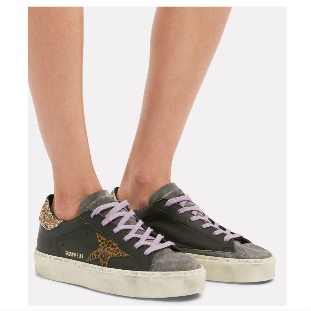 Golden Goose Hi Rise Black Leather Sneakers US Size 7